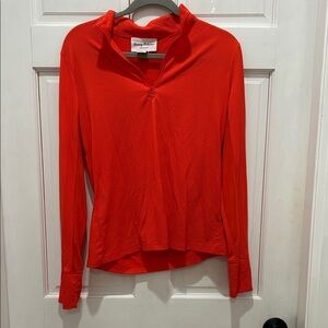 Tommy Bahama Women's Vibrant Red/Orange Long Sleeve Quarter Zip Top